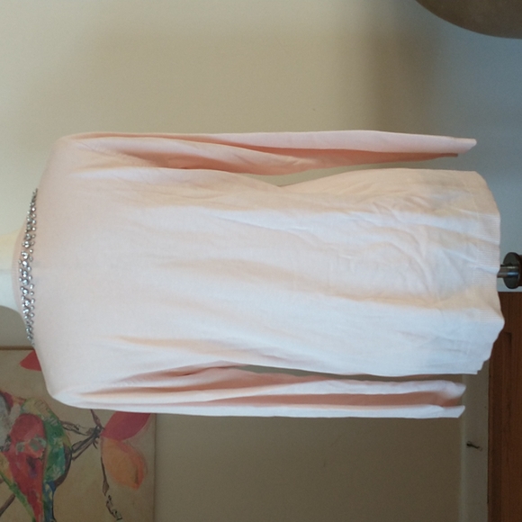 Hot in Hollywood cashmere blend V-Neck sweater pink blush rhinestones size M - Picture 5 of 8